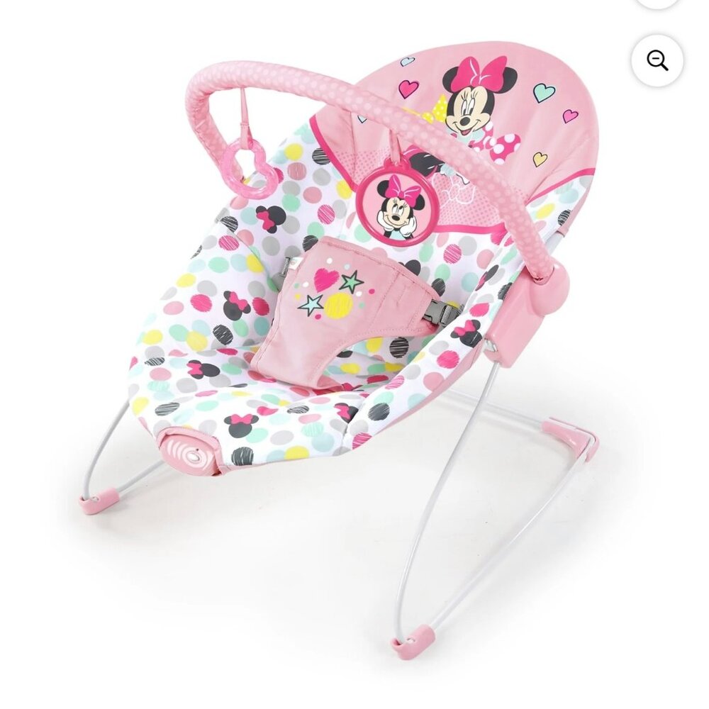 Disney Baby Slip Resistant Vibrating Infant Baby Bouncer, Minnie Mouse